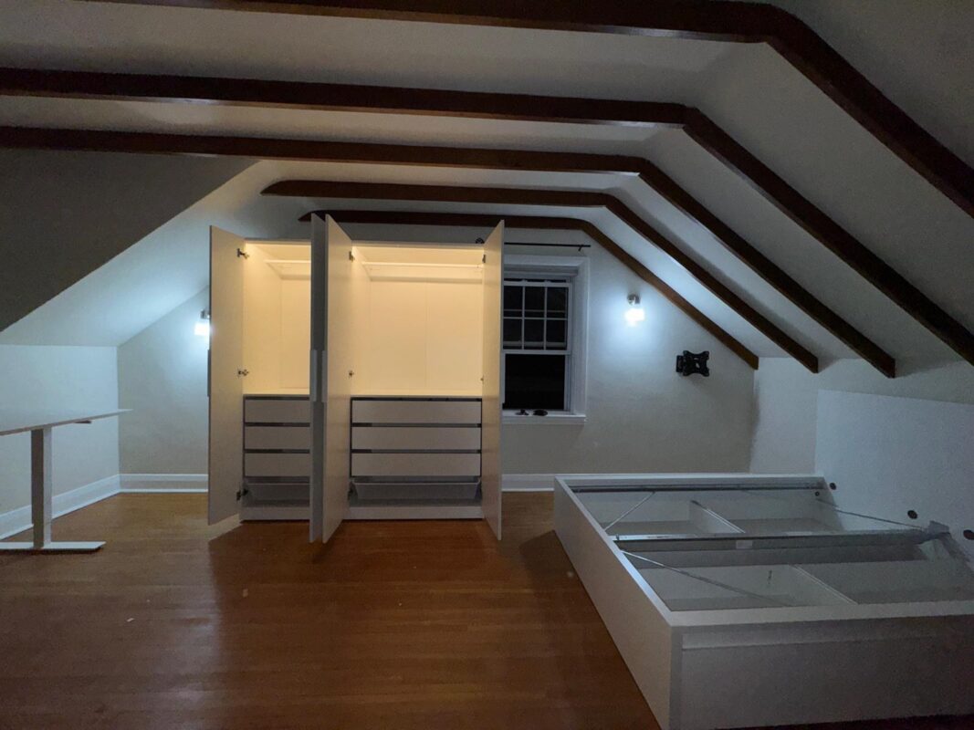 Attic wardrobe assembly with lighting in London Ontario